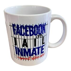 Mug, Facebook Inmate Jail, Orca Coatings, Blue & White, 4” x 3” Round.